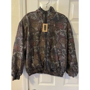 Bogari Petite Silk Paisley Bomber Jacket VTG 90s Grandmacore Full Zip PM NWT